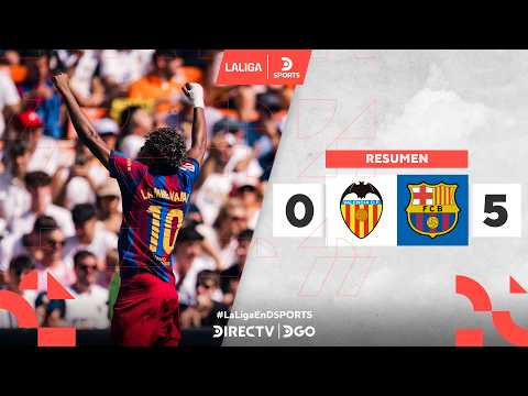 ¡DOBLETE de #LAMINEYAMAL y GOLEADA de #BARCELONA ante #VALENCIA! | Valencia 0-5 Barcelona | Resumen