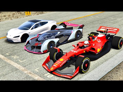 Ferrari F1 2021 vs McLaren Ultimate VGT vs Tesla Roadster - Silverstone
