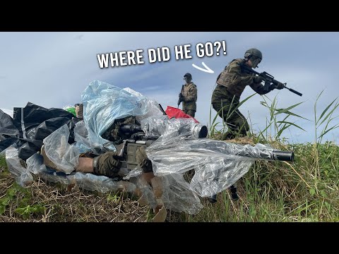 I made a GHILLIE SUIT out of TRASH (almost got stepped on😂)