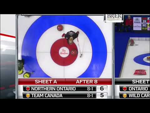 Angle raise takeout for 3 by Brad Jacobs (2019 Brier)