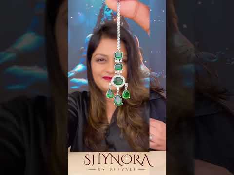 Royal Emerald Green Chandelier Necklace Set with Earrings & Maang Tikka