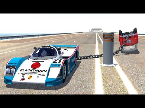 Chained Cars Overturned Against Bollards - BeamNG Drive