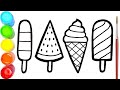 Menggambar Dan Mewarnai Macam-macam Es Krim Warna Warni Untuk Anak-anak | Ara Plays Art #22