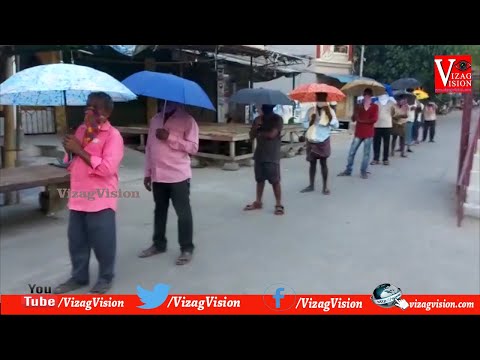 Physical Distance Maintaining With Umberella at Wine Shops in Tenali,Guntur,Vizagvision...