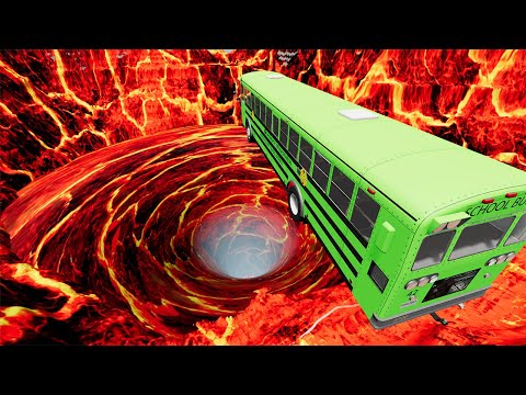 BeamNG drive - Leap Of Death Car Jumps & Falls Into Lava Vortex | BeamNG-Destruction