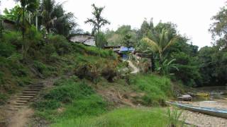 Iban headhunter village on Borneo