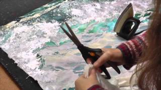 Teal Wave 1 textile collage Amanda Richardson Artist