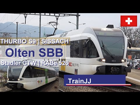 ▶ 4K Olten SBB Switzerland | Thurbo RABe 526 737-2 | S9 Sissach | Stadler GTW | Swiss Trains