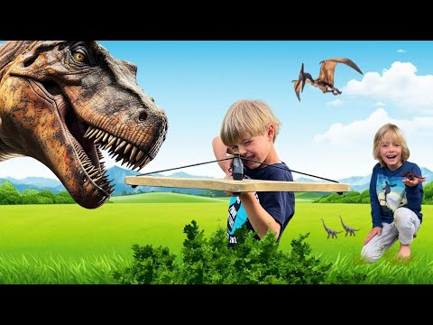 Sky and Finn's Giant Dinosaur Adventure 🦖 | Dinosaur Videos with Sky and Finn