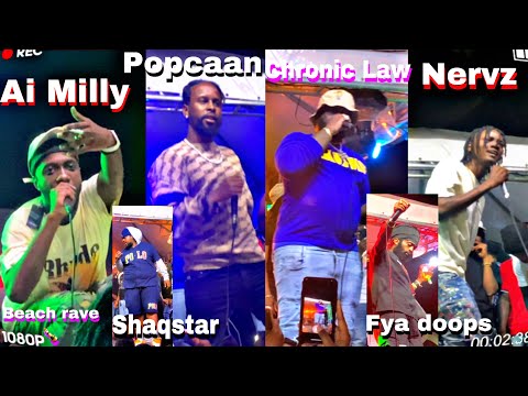 Popcaan | Chronic law | Nervz | Ai Milly | 1Kcama Live Performance At Beach Rave 2023 🎙️🤯