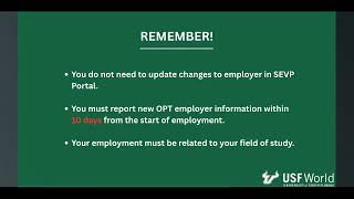 Reporting While on Post Completion OPT