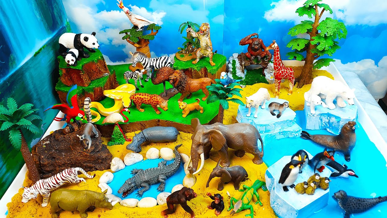 Meet Zoo Animals! Learn wild animals names and facts-DIY Big Zoo Diorama for preschool