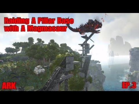 Raiding A Pillar Base with A Magmasaur - ARK Genesis Small Tribes EP.3