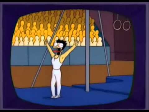 Gimnasta Koreano se quiebra la piernas.los simpsons