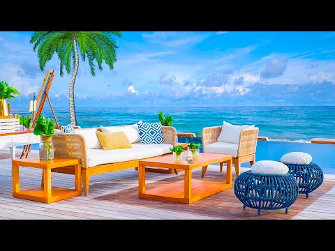 Bossa Nova: Outdoor Seaside Cafe Ambience ☕ Relaxing Coffee Shop Music, Ocean Wave Sounds