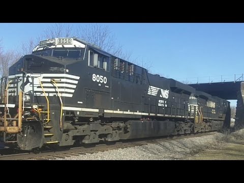 NS 8901 & 8050 Lead a Stack Train, Galesburg, IL