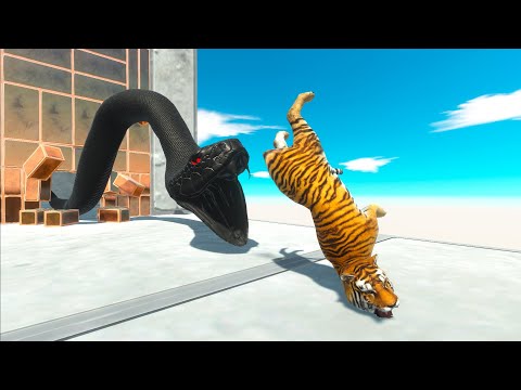 Black and Green Titanoboa Attacking Running Units - Animal Revolt Battle Simulator