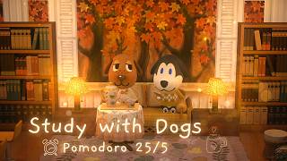 ⏰️Pomodoro 25/5 • Autumn Café🍂 Study with Dogs🐶 No Music▪️windy morning + café ambience🎧