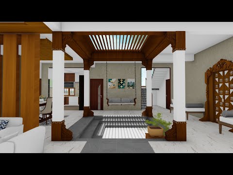 BEAUTIFUL ENCLOSED COURTYARD DESIGN WITH TRADITIONAL INDOOR COLUMNS ||BY Ar. PAVITRA BHAT||
