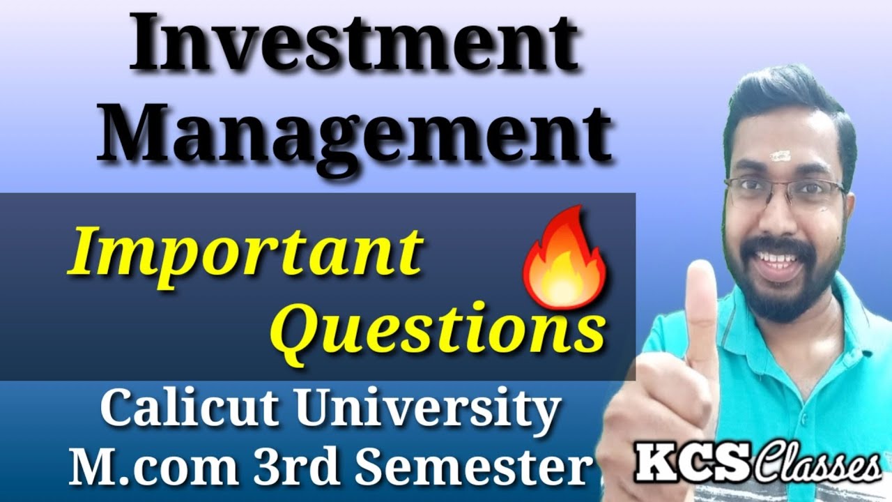 Investment Management|Important Questions 🔥 |Calicut University M.com 3rd Semester 