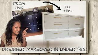 Dresser Makeover DIY | How to paint dark furniture white WITHOUT sanding| Pt 1 Fall Bedroom Makeover