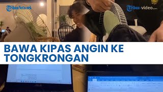 Saking Panasnya Cuaca, Bawa Kipas Angin Sendiri ke Tongkrongan