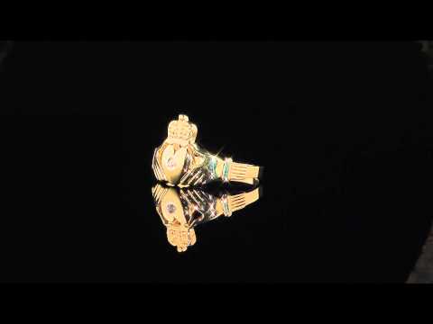 Men's Diamond Claddagh Ring  - 10K Yellow Gold | MyJewelryBox