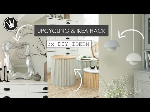 3 DIY UPCYCLING IDEEN für dein ZUHAUSE + IKEA  HACK | Organic-Spiegel, Beistelltisch, Hängelampe