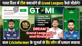 GT vs MI Dream11 Grand League Team Prediction, MI vs GT Dream11, Gujarat vs Mumbai Dream11: Fantasy