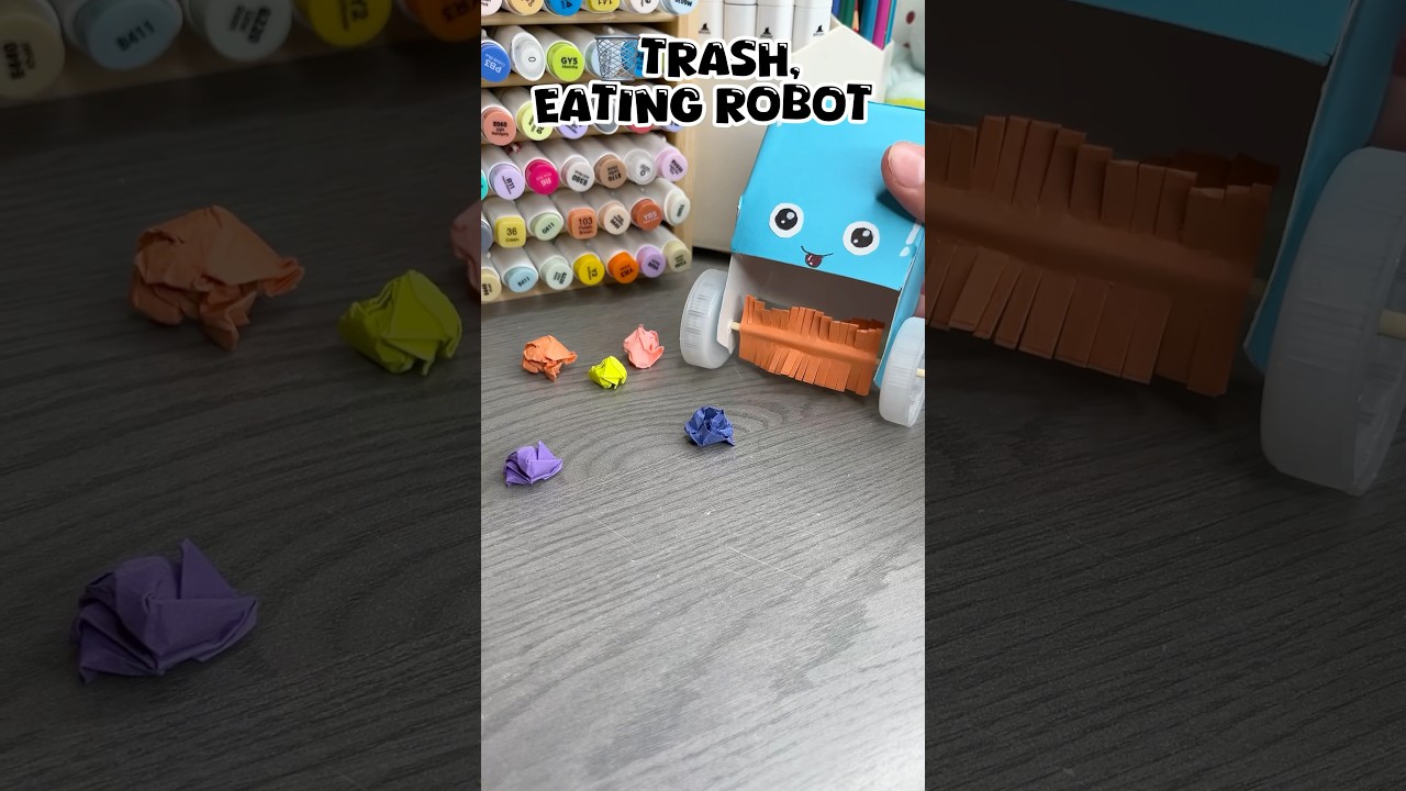🗑️DIY Paper Trash robot✨!? #cutecrafts #papercraft #crafts #diy #cute #thingstodo