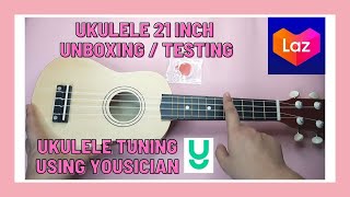 UKULELE 21 INCH SOPRANO UNBOXING AND TESTING UKULELE 4 STRINGS TUNING USING YOUSICIAN APP NATONO BA?