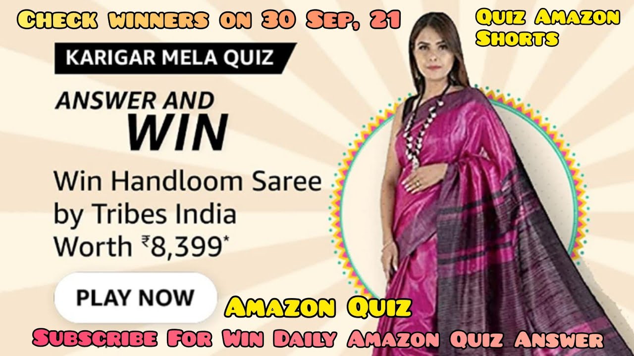 Watch video Amazon Karigar Mela Quiz Answers Today | The Karigar is hosted in partnership with Now Amazon Karigar Mela Quiz Answers Today | The Karigar is hosted in partnership with