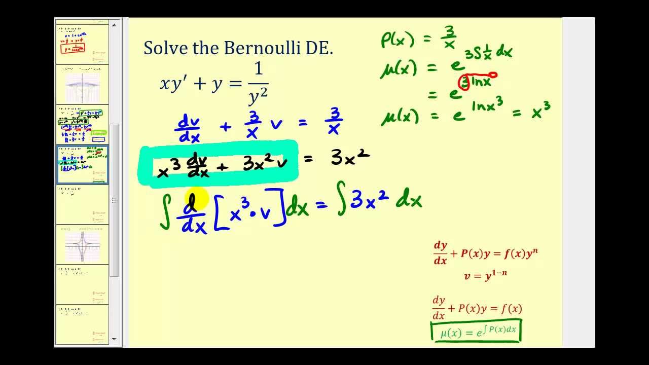 Solve a Bernoulli Differential Equation (Part 2)