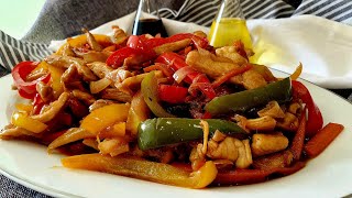 Pollo con verduras y salsa de soja EN UN PIS-PAS !!!