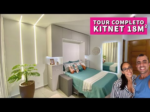 KITNET de 18 metros totalmente DECORADA: Tour completo por essa mini casa