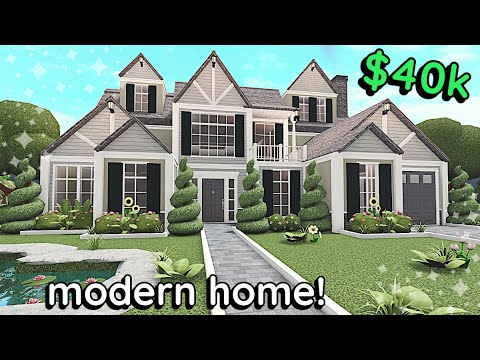40k Modern Bloxburg Family House Build: 2 Story Tutorial