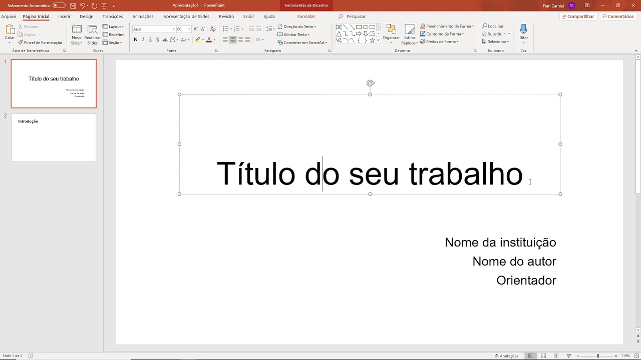 COMO FAZER SLIDE PARA APRESENTAÇÃO DE TCC