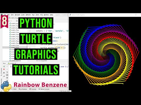 Rainbow Benzene With Python Turtle Python Turtle Graphics Tutorial8 Draw Designs In Python Turtle