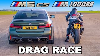 [carwow] BMW M5 CS v BMW M Superbike: DRAG RACE