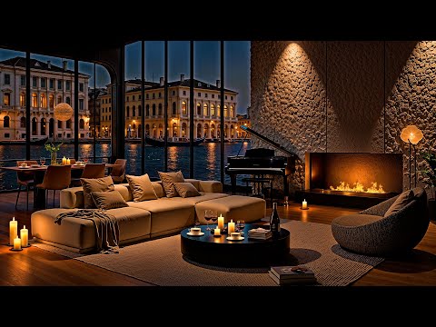 Italian Night Jazz in Venice 🌃 Cozy Apartment Ambience with Soft Jazz Saxophone Music for Relaxation