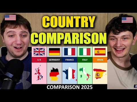 Americans React to France vs Germany vs Spain vs UK vs Italy Country Comparison