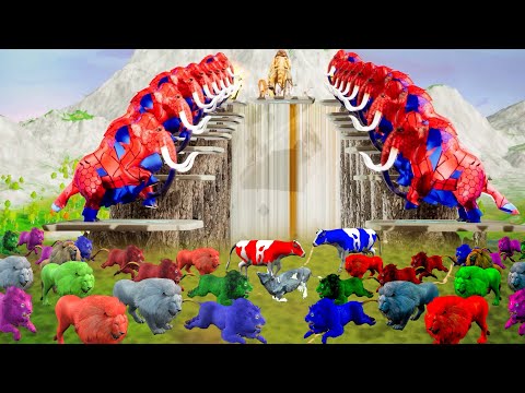 20 Zombie Mammoths vs  20 Zombie Lions Ultimate EpicBattle WoollyMammoth Saves cowcartoon animal