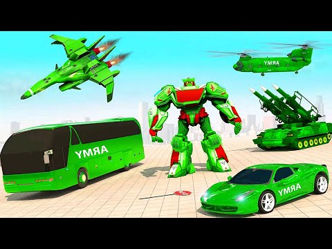 Army Bus Robot Car Transform Wars Games 2023 - Android iOS Gameplay
