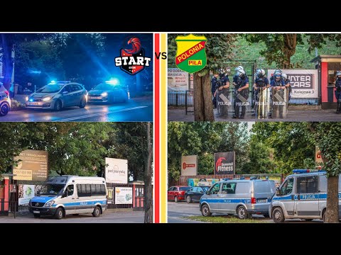 Zabezpieczenie policyjne meczu Start Gniezno - Polonia Piła I Eskorta kibiców po meczu