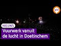 Dronebeelden van vuurwerk boven Doetinchem met oud en nieuw