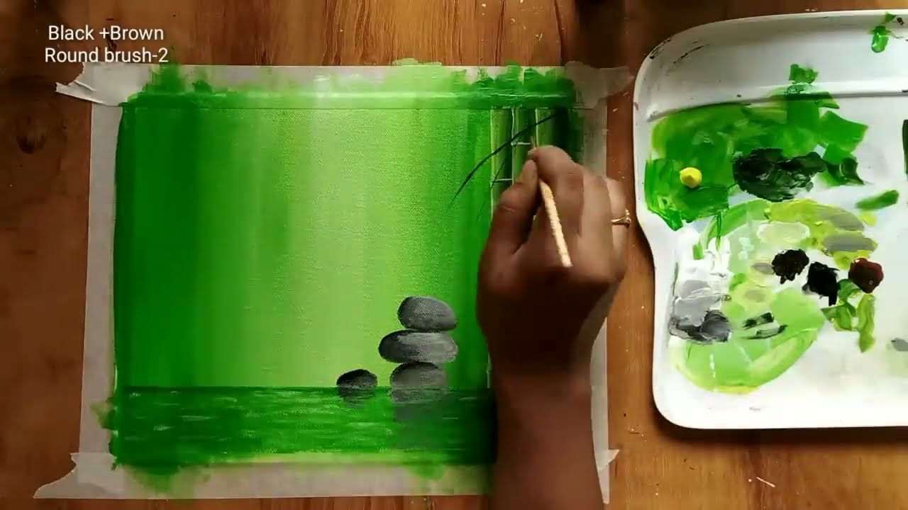 scenary painting using acrylic colors step by step tutorials by priya