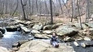 preview picture of video 'Esther Miriam Hiking at the Bank of Jackson Brook, Mine Hills, NJ, April 27, 2014'