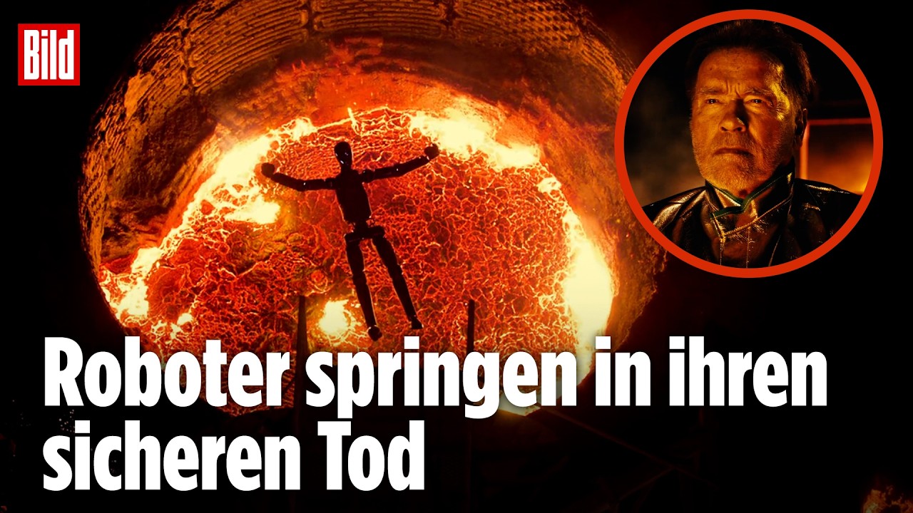 TERMINATOR-MOMENT: Schwarzenegger lässt veraltete Roboter in flüssigen Stahl springen