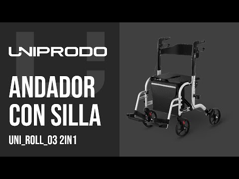 vídeo - Andador con silla - plateada - 120 kg