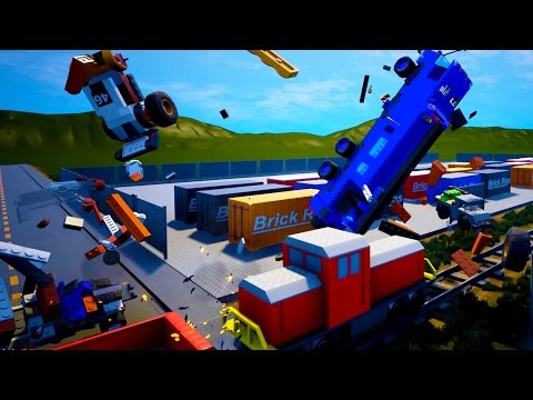 UNSTOPPABLE TRAIN EXPLOSIVE CRASHES vs Lego City Vehicles!  - Brick Rigs Workshop Creations Gameplay